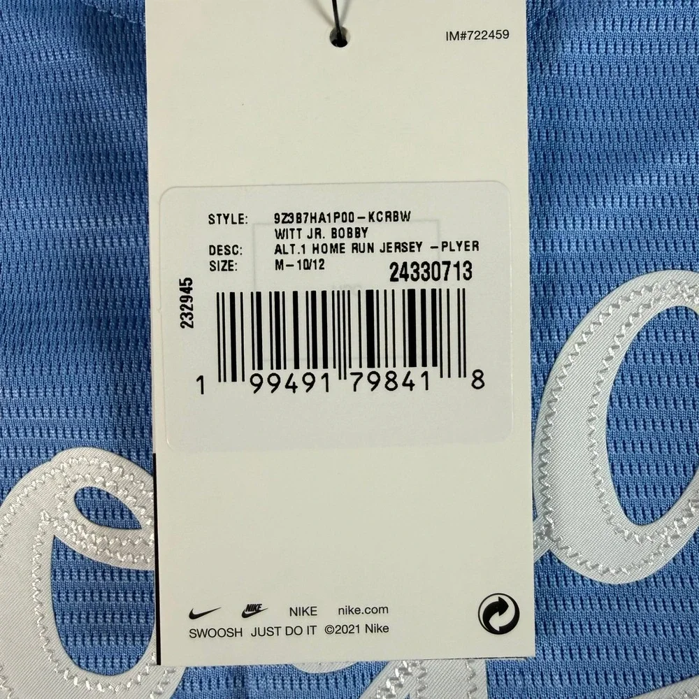 NWT Nike Bobby Witt Jr Kansas City Royals Jersey Youth M 10/12 Blue MLB